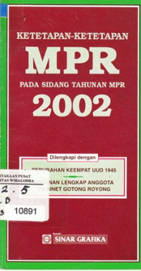Image of Ketetapan-Ketetapan MPR pada Sidang Tahunan MPR 2002